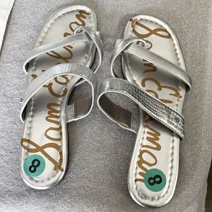 Silver Sam Edelman sandals.